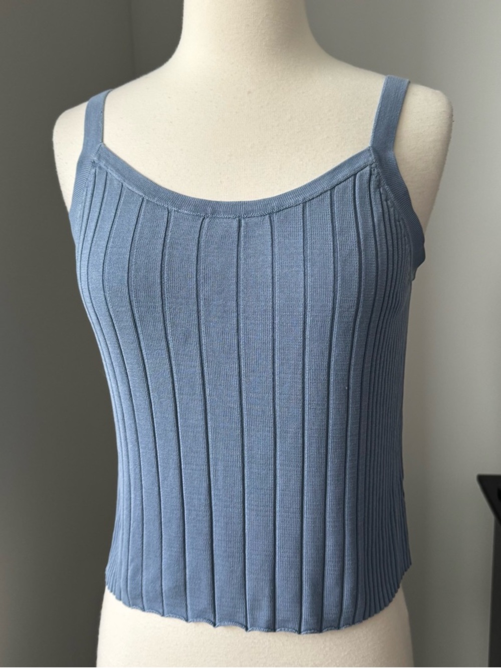 Vintage Loft Silk Ribbed Blue Knit Cami Tank Top